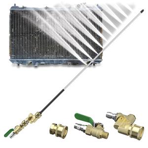Twinkle Star Radiator Cleaning Wand 30", 5000 PSI Stainless Steel Dual Water/Air Radiator Cleaner Wand with Quick Connector & 180° Swivel for Cars, Trucks, RVs, Heavy Equipment(with Switch)