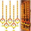 5 Pcs 5 ft Diwali Marigold Garland for Pooja Decor, Orange Yellow, 60 inch