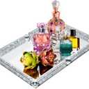 Large Crystal Tray, Glass Mirror Modern Jewelry Trinket Trays with Crushed Diamond, 15.7" x 11.8" Rectangular Makeup Perfume Tray for Bathroom Bedroom, Home Decor, Hotel Banquet, Party (Silver C)