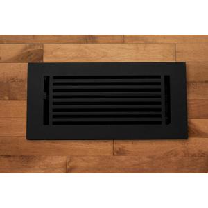 Madelyn Carter 4 x 10 Cast Aluminum Linear Bar Vent Cover with Damper - Black (Overall: 5.25 x 11.5) | Floor Register - Wall Register