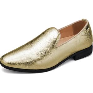 UUBARIS Mens Dress Loafers Tuxedo Suit Slip on Shoes (7, Gold)