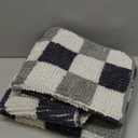 Chenille Bathroom Rugs Sets 3 Pieces Pink, Bath Mat + Contour Mat + U Shape Rugs Set, Upgrade Non-Slip TPR Bottom Machine Washable Checkerboard Bathmat for Tub Shower Room Decor