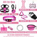 No Pull Dog Harness Adjustable Collar & Leash Set - Dog Halter Harnesses Collapsible Bowls & Poop Bag Dispenser Muzzle ID Tags Toys Fits Small Medium Large Dogs (Pink-L)
