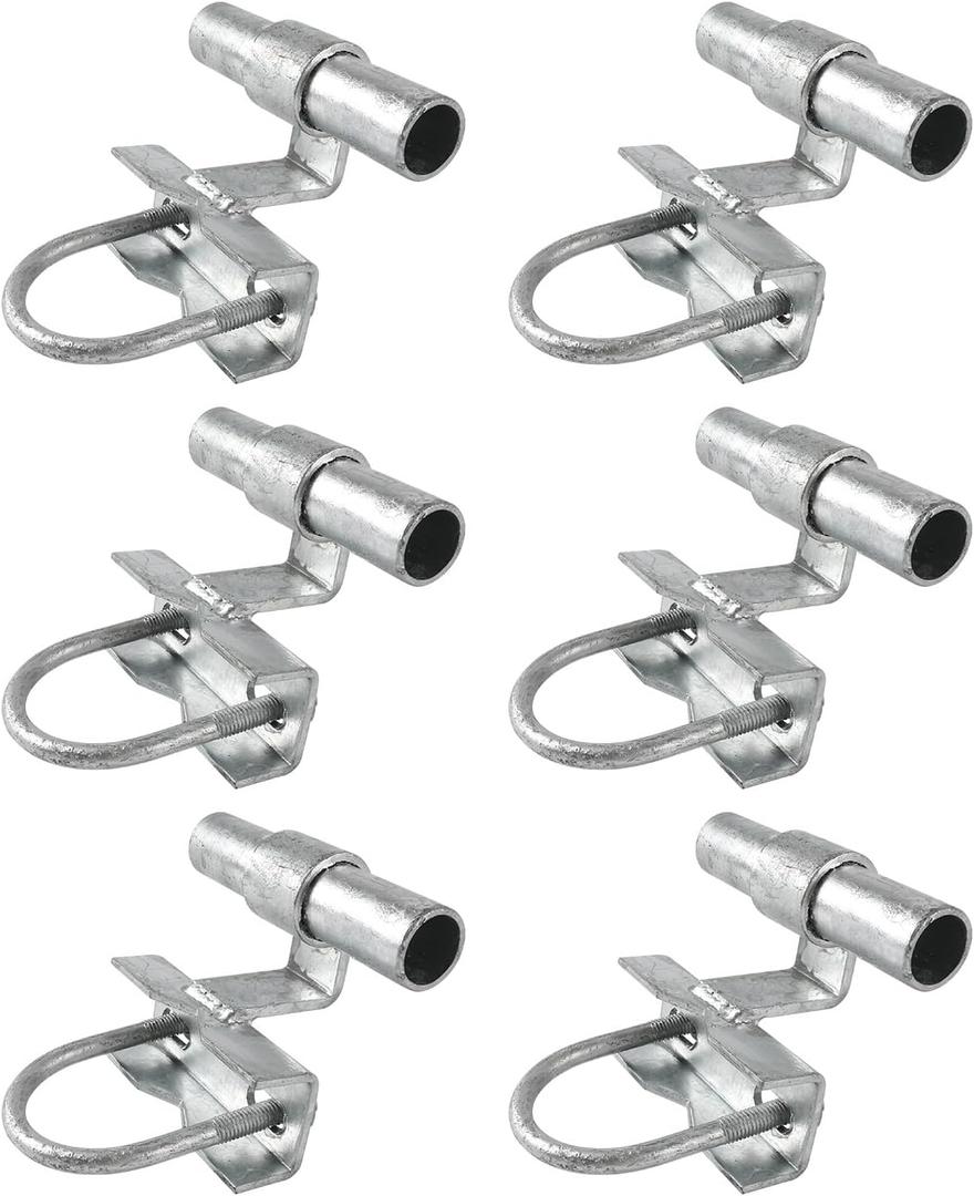 6 Pcs Sliding Gate Track, Sliding Gate Hardware Kit for 2-3/8" Rail & 2-3/8" to 2-7/8" Chain Link, Galvanized Steel Coating Chain Link Fence Rolling Gate Universal Gate Track Bracket Wall Mount