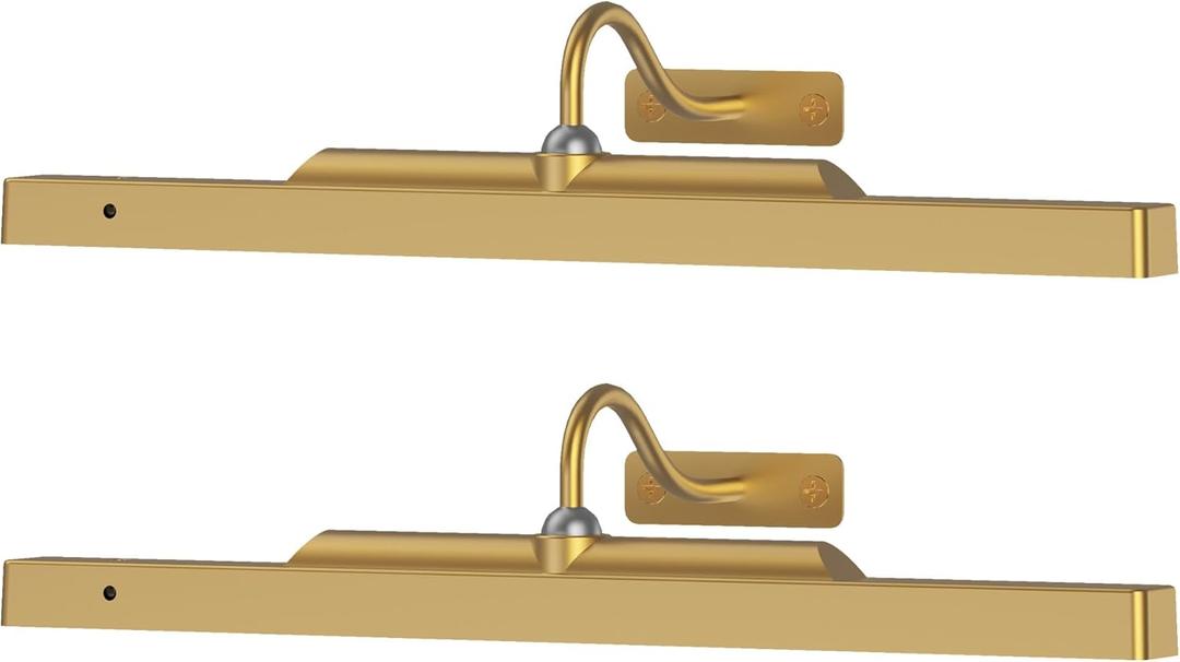 Wireless Picture Light Battery Operated, 16in Picture Light for Wal, 2Pack Rechargeable 5000mAh Battery Wall Sconce for Wall Pictures, Gallery Artwork, Paintings, Portraits, Dartboards- Brass