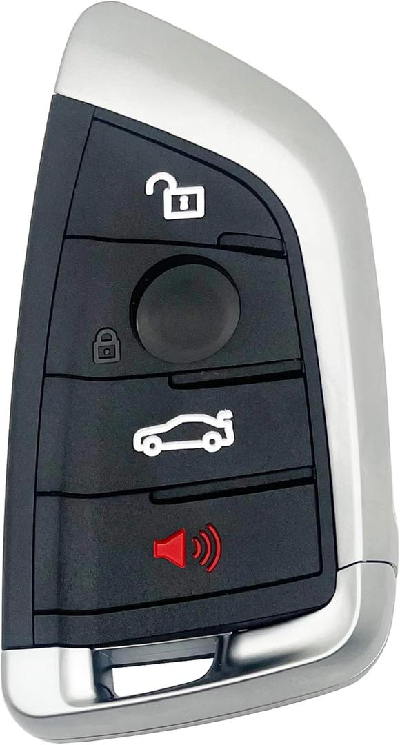 4 Buttons Replacement Key Fob Cover fit for BMW X1 X2 X3 X5 X6 M5 M6 M40i X5M 1 2 5 6 7 Series 530i 320 325I Keyless Entry Key Fob Shell (Black)