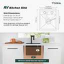 TORVA RV Kitchen Sink, 13 x 15 x 9 Inch Undermount Bar Sink Premium Stainless Steel Single Bowl Sink with Faucet,Cutting Board, Dark Grey
