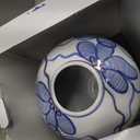Blue and White Ceramic Vase for Home Decor Hand-Painted Porcelain Flower Vase with Gold Accents Chinoiserie-Inspired Home Decor Vase 11" for Table, Shelf, or Mantel