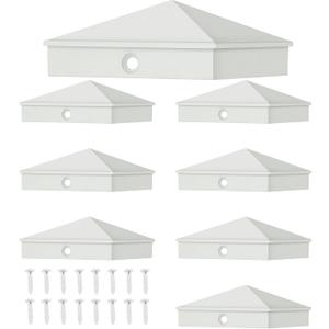 Dunzy Post Caps Aluminum Pyramid Fence Deck Post Caps Cover for Nominal Sleeve with Screws for Outdoor Mailbox Dock Wood(4 x 4,White,8 Packs)