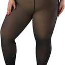 Spring Water Plus Size Fleece Lined Tights Women Thermal Winter Warm Thick Sheer Black Skin Tone Translucent (X-Large-XX-Large, Caramel Cloud)