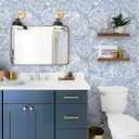HeloHo Peel and Stick Wallpaper Light Blue Floral Wall Paper Self Adhesive Removable Waterproof Contact Paper for Bedroom Bathroom Living Room Decor 17.3" X 196.8"
