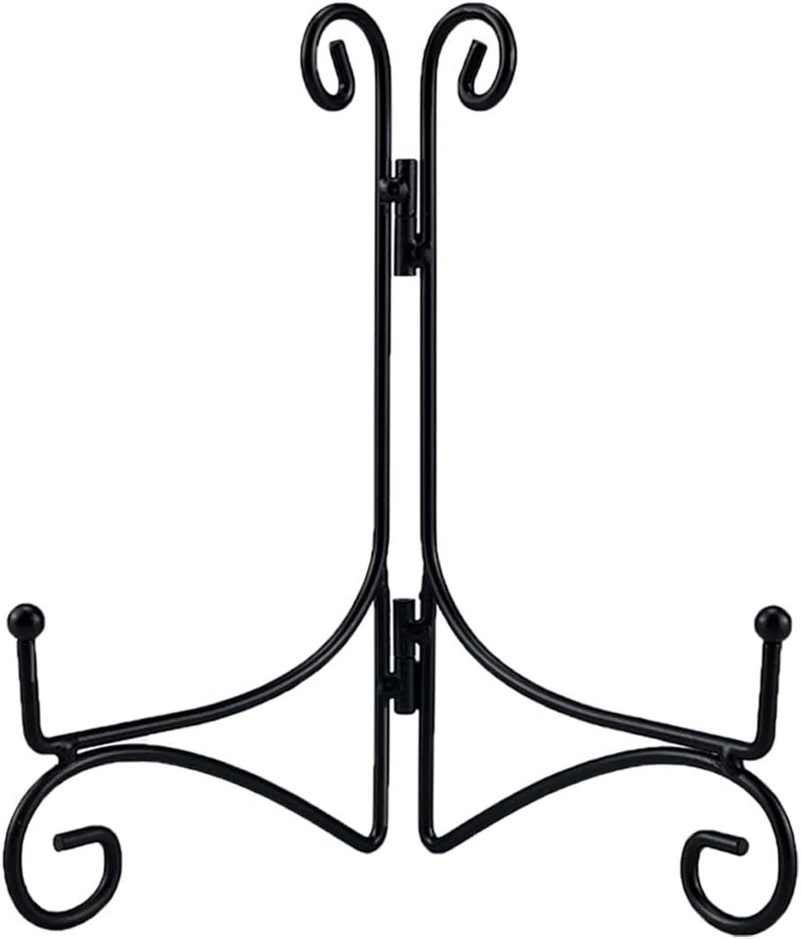 SVENJBB Black Iron Plate Stand, 10 Inch Plate Holder for Display, Small Metal Plate Display Stands for Cookbook, Picture Frame, Photo, Decorative Plates (10 Inch, 1 Pack)