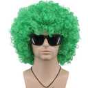 VGbeaty Mens Women Short Wave Green Colorful Rocker Afro Wig California Halloween Cosplay Anime Costume Wig (Green)