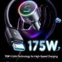 JOYROOM 175W Car Charger USB C Fast Charge [GaN] 3-Port Type C Super Fast Car Charger with USBC Cable, Car Cigarette Lighter Adapter for iPhone 17/16/15 Series, Galaxy S26/25, MacBook, iPad and More