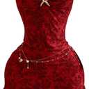 OYOANGLE Women's Floral Lace Starfish Decor Bodycon Mini Dress Ruffle Halter Night Out Party Dress, Small