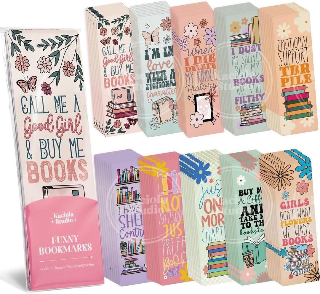 100PCS Bookmarks for Women, Booklovers Theme Paper Bookmarks Bulk 6" x 2" Cute Book Marks for Reading Book Lovers Students Schools Gifts (Booklovers)