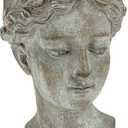 Abbott Collection Goddess Head Planter Extra Small Cement Indoor and Outdoor Planter Pot Grecian Woman Statue Head Planter for Flowers and Succulents (Grey, 6.5" Tall, 2.75" Opening)