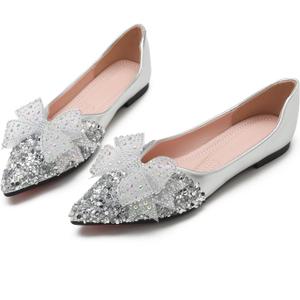 Flats Shoes Women Rhinestone Wedding Flats Comfort Pointed Toe Ballet Flat Shoe Low Heel Dress Shoes Sparkly Flats for Women, 37