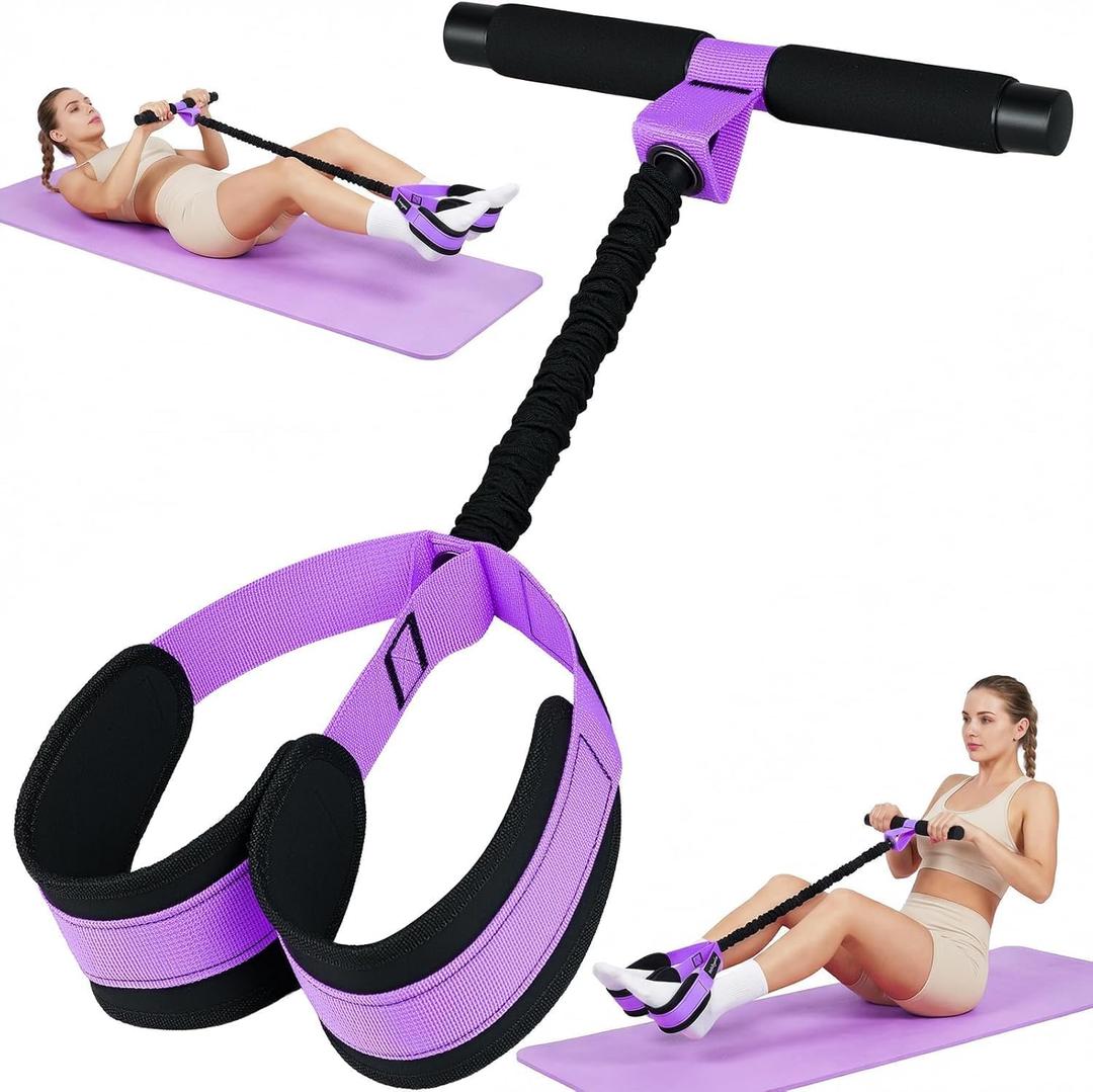 Pedal Resistance Band, Portable Tummy Trimmer Exercise Equipment for Home Gym, Full Body Core Workout Trainer for Abs, Arms, Legs, Back, Glutes Ideal for Men, Women & Postpartum Recovery (Purple)