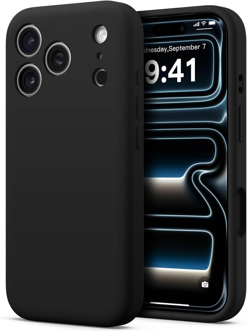 AOTESIER Compatible with iPhone 17 Pro Case, Silicone Upgrade [Full Camera Protection][Integrated Camera Control Button] Shockproof Protective 17 Pro Phone Case with Anti-Scratch Lining, Black