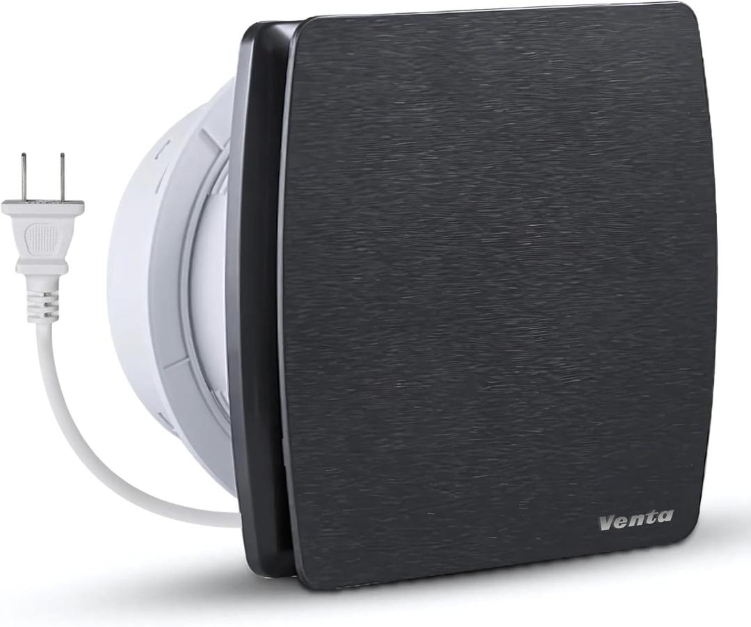 Venta 6 Inch Exhaust Fan  1.7 Sones, Quiet Wall Mount Bathroom Exhaust Fan  Powerful 141 CFM Airflow, Anti-Backflow, Energy-Efficient - For Kitchen, Garage, Office - Black