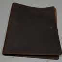 Fan&Ran Leather 3 Ring Binder, 1" Round Rings for 8.5"x11" Paper and Sheet Protectors, Interior Pockets & Snap Closure, Letter Size, Vintage Brown