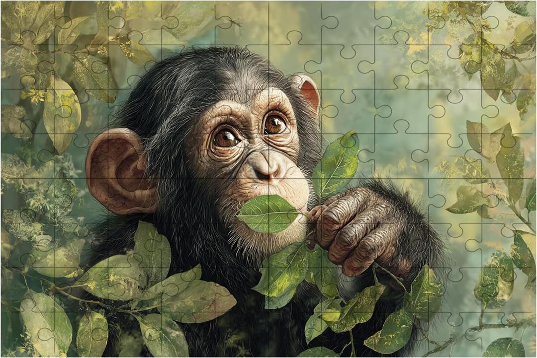 1000 Pieces Jigsaw Puzzle for Adults Kids Monkey Gorilla Intellectual Decompressing Educational Fun Game Puzzle Collectibles DIY Toys for Family Friends Activities