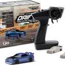 FLYCOLOR Turbo Racing 1:76 Scale Drift RC Car with Gyro Mini Full Proportional RTR 2.4GHZ Remote Control with 2 Replaceable Body Shell (C64-BLUE)