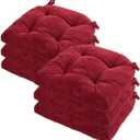 GYALAPERI Chair Cushions for Dining Chairs Set of 6, Tufted Textured and Non-Slip Kitchen Chair Cushions Pads with Ties, Seat Cushions for Kitchen Patio Office Chairs, Wine Red