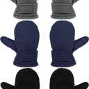 3 Pairs Baby Toddler Winter Mittens Warm Fleece Kids Mittens Baby Snow Skiing Gloves for Boys and Girls Aged 2-4 Years (Black, Gray, Navy Blue)