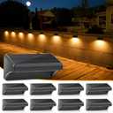 Aulanto Solar Fence Lights 8 Pack-Plus,100 Lumen Big Outdoor Solar Light IP65 Waterproof, Warm White and 10 RGB Modes,Fence Lights Otdoor Solar Lighting for Backyard,Garden,Fence,Wall,Deck,Stairs.
