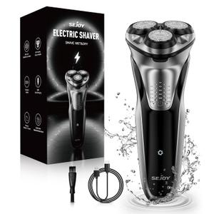 Sejoy Electric Shavers for Men, Mens Electric Razors Cordless, Rechargeable Razor with Pop-up Trimmer, Portable Travel Shavers Waterproof IPX7, 3D Floating Head, USB Charging