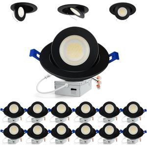 Adetu Recessed Lighting 6 inch, 360+90 Adjustable Directional 6 inch Gimbal Led Recessed Light, 2700K-5000K 5CCT Dimmable Retrofit Eyeball Can Recessed Lights with Jbox, ET (White-12 Pack)