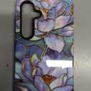 Esdot for Samsung Galaxy S24 Case - Wireless Charging Compatible  Dual-Layer Soft Silicone + Hard Shell - Wildflower Design - Protective Phone Cover for Women Girls - Abstract Lotus