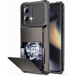 COOYA for Motorola Edge 2024 Case Wallet 5 Credit Card Holder Slot Flip Cover Anti-Slip Wallet Case Back Pocket Dual Layer Protective Hard Shell TPU Rubber Bumper for Moto Edge 2024 5G 6.6 Bronze