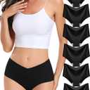 Women's Seamless No-Show Bikini Underwear Comfortable Stretch Invisible Hipster Panties for Everyday Wear 6PACK (Large, Black)
