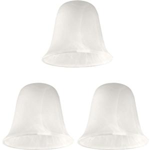 Giluta Bell Shaped Glass Shade, Alabaster Glass Shades Replacement for ceiling fan light wall light and pendant, Lipless with 1-5/8-inch Fitter Opening, 3 Pack