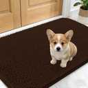 OLANLY Dog Door Mat for Muddy Paws 32x19 Absorbs Moisture and Dirt, Absorbent Non-Slip Washable Doormat, Quick Dry Chenille Mud Mat for Dogs, Entry Indoor Entryway Carpet for Inside Floor, Brown 2pack