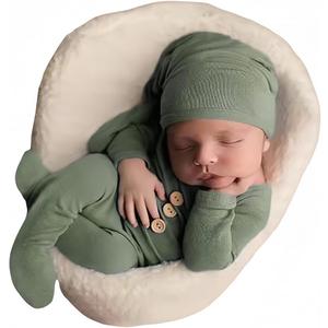 Newborn Photography Boy Outfit Baby Boy Girls Photo Shoot Costume Crochet Clothes Hat Pants Baby Prop Photoshoot (Light Green)