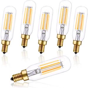 Vintage LED Edison Bulbs E12 Candelabra Dimmable Light Bulbs T6 T25 80W Equivalent,2700K Warm Light,3.58 Inch,6-Pack