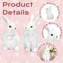 Easter Decorations Bunny Figurines, Set of 2 Realistic Textured Resin Rabbit Statues Spring Home Decor for Mantel Shelf Tiered Tray, Farmhouse Table Centerpiece Indoor Easter Spring Decorations