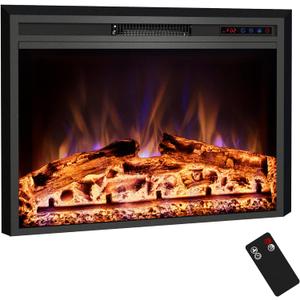 Electric Fireplace, 33" Electric Fireplace Inserts, Recessed Fireplace Heater with Remote Control, Adjustable Flame Colors, Timer&Overheating Protection, 750/1500W