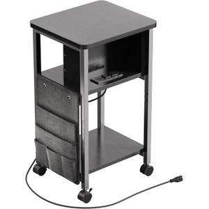 Merapi Small End Table with Charger, Side Table on Wheels, Mobile Nightstand with USB Ports, Black Sofa Side Table with Storage for Small Spaces, Living Room, Bedroom, Study, Home Office