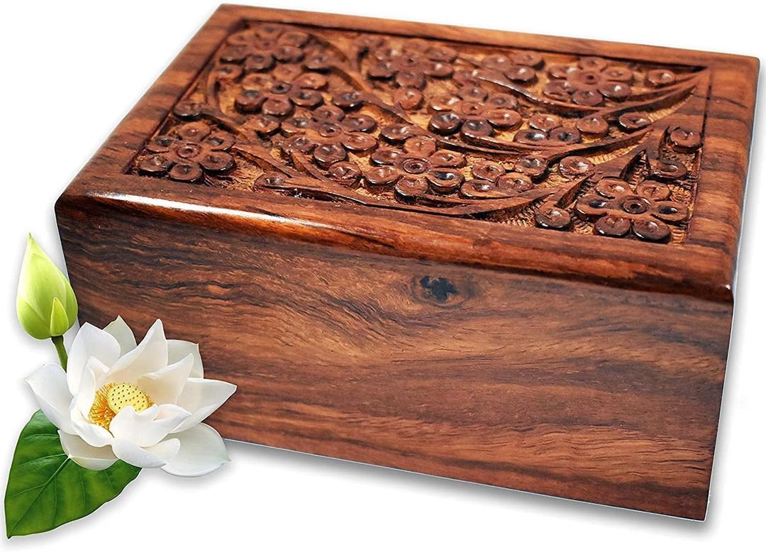 Wooden Urn - HandcraftedRosewood Cremation urns - Beautiful urns for Human Ashes Adult Male and Female- Casket and Decorative Urns Wooden Box (XX-Large)