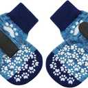 EXPAWLORER Anti Slip Dog Socks to Prevent Licking Paws, Dog Shoes for Hot Pavement, Dog Booties for Small Medium Large Senior Dogs, Traction Control Boots & Paw Protectors for Hardwood Floors (Large (4 Count), Blue)