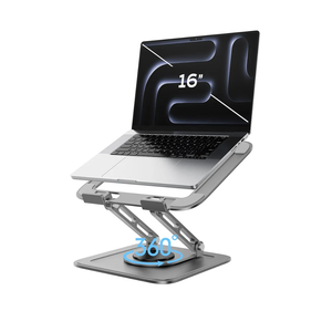 Adjustable Laptop Stand for Desk with 360 Base, Ergonomic Laptop Riser, Mount, Holder Notebook Computer Stand for MacBook Air Pro, HP, Dell, XPS, HP 16" Laptops - Gray