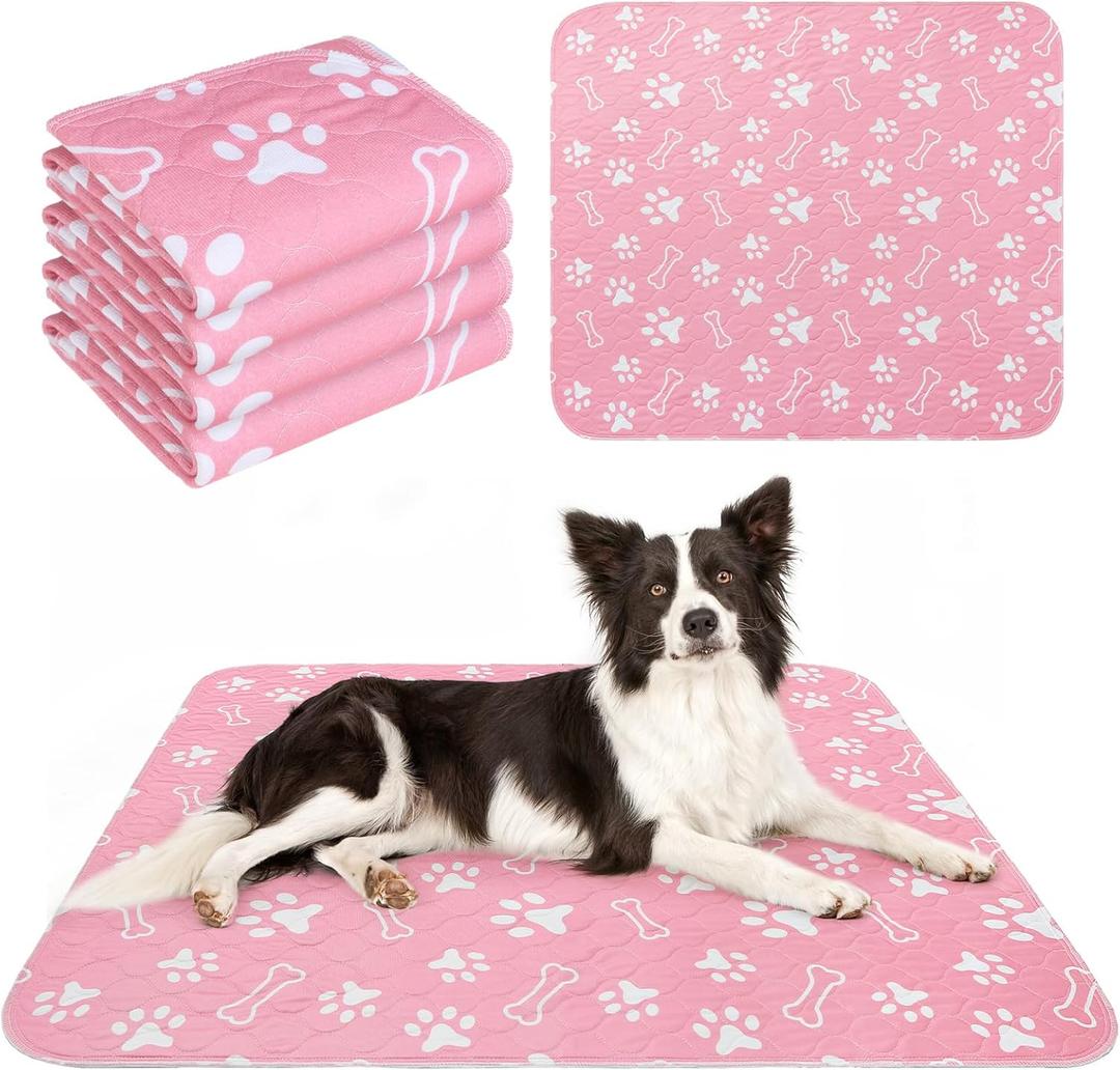 BEAUTYZOO 4 Pack Washable Pee Pads for Dogs, Reusable Puppy Pads for Potty Training, Waterproof Super Absorbent Whelping Pads Mats Non Slip Against Urine for Small Medium Dogs Cats, 36" x 41"