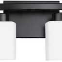 4-Light Matte Black Vanity Light Fixture with White Glass Shade for Bathroom Over Mirror, 31.5 Inches