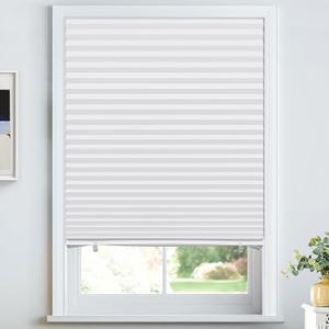 LazBlinds No Tools No Drill Cordless Lift Cut to Size Pleated Paper Blinds for Windows, Light Filtering Clip On Self Adhesive Temporary Window Blinds for Home(36" W x 72" H x 6 Pack, White)