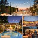 Brightever 150FT Outdoor Lights with Remote, 2700K/4000K/5000K Selectable LED String Lights for Outside with 75+2 ST38 Shatterproof Edison Bulbs, 3 Modes Dimmable Waterproof Hanging Lights for Patio